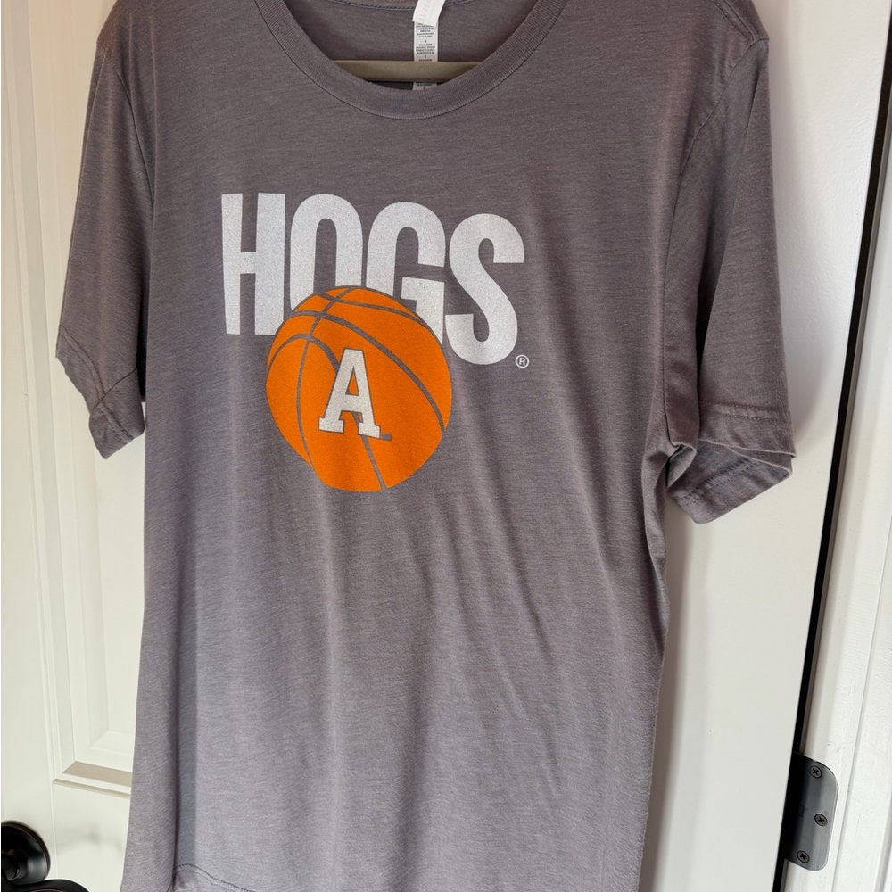 Riffraff Bella Canvas Gray T-Shirt with Orange Basketball Graphic